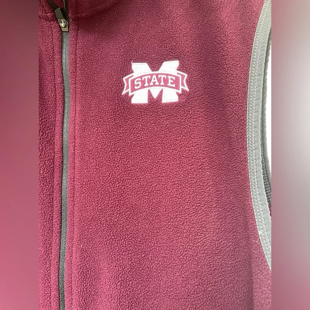 Mississippi State Bulldogs size XL Men’s fleece zip vest Maroon & Gray Bulldogs